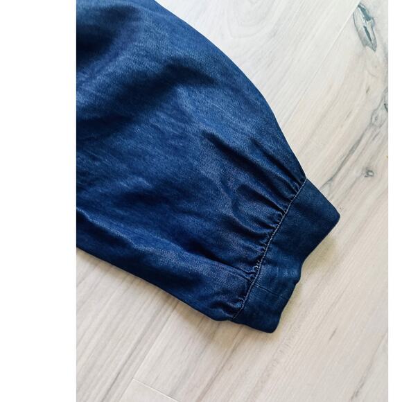 Anna Sui Denim Chambray Overalls Capri Size Small jogger bibs Vintage 90s Era - Picture 7 of 12